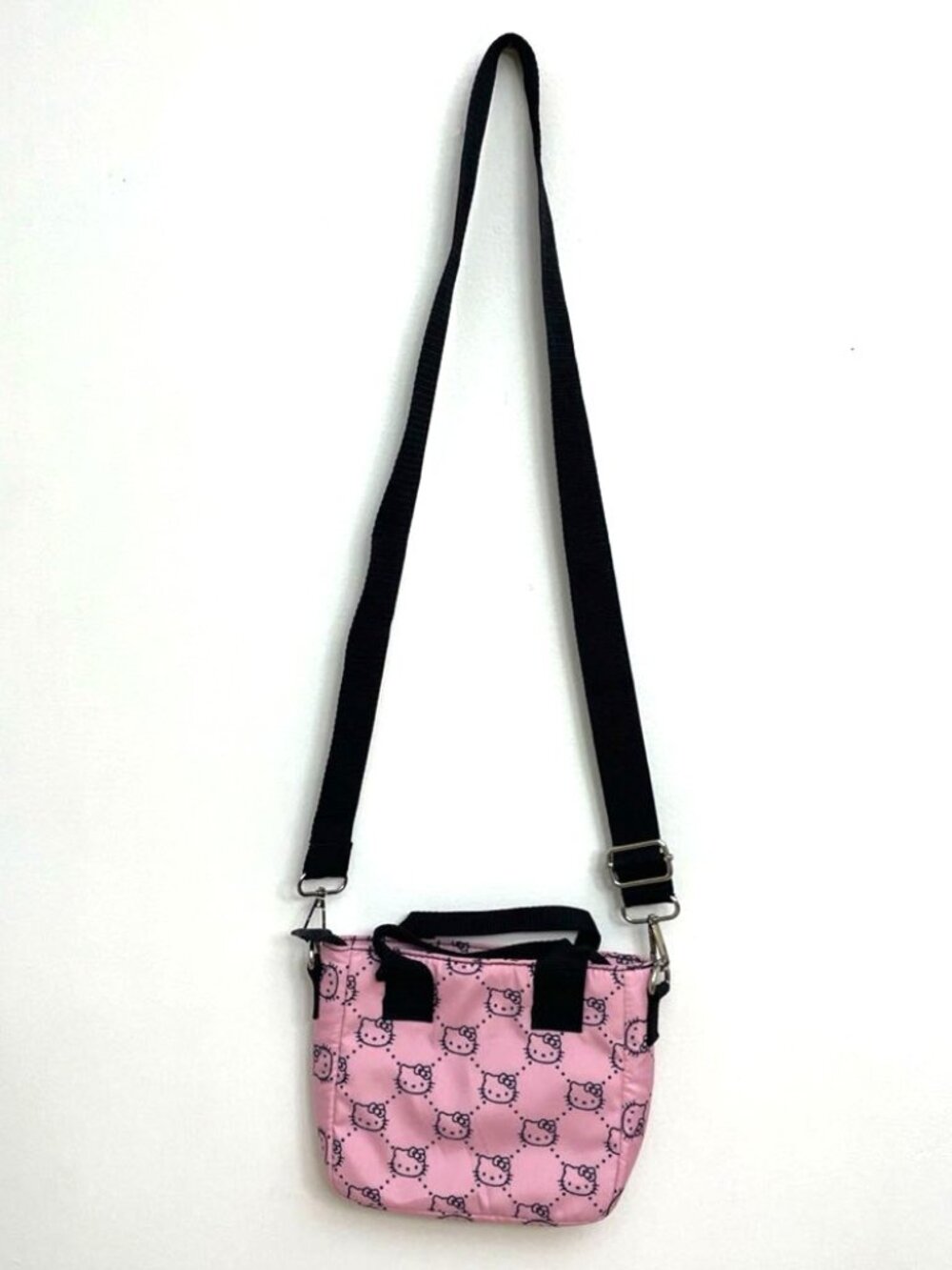 Sanrio Hello Kitty Pink Mini Tote Crossbody Bag Purse All Over Cat Face